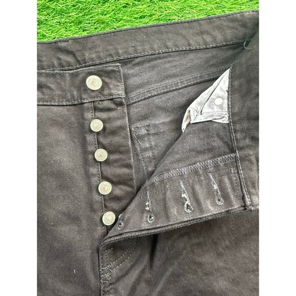 Levi’s Premium Mens 501 Black Button Fly Jeans 36x32 Straight Leg Denim Fit Slim - Picture 6 of 16